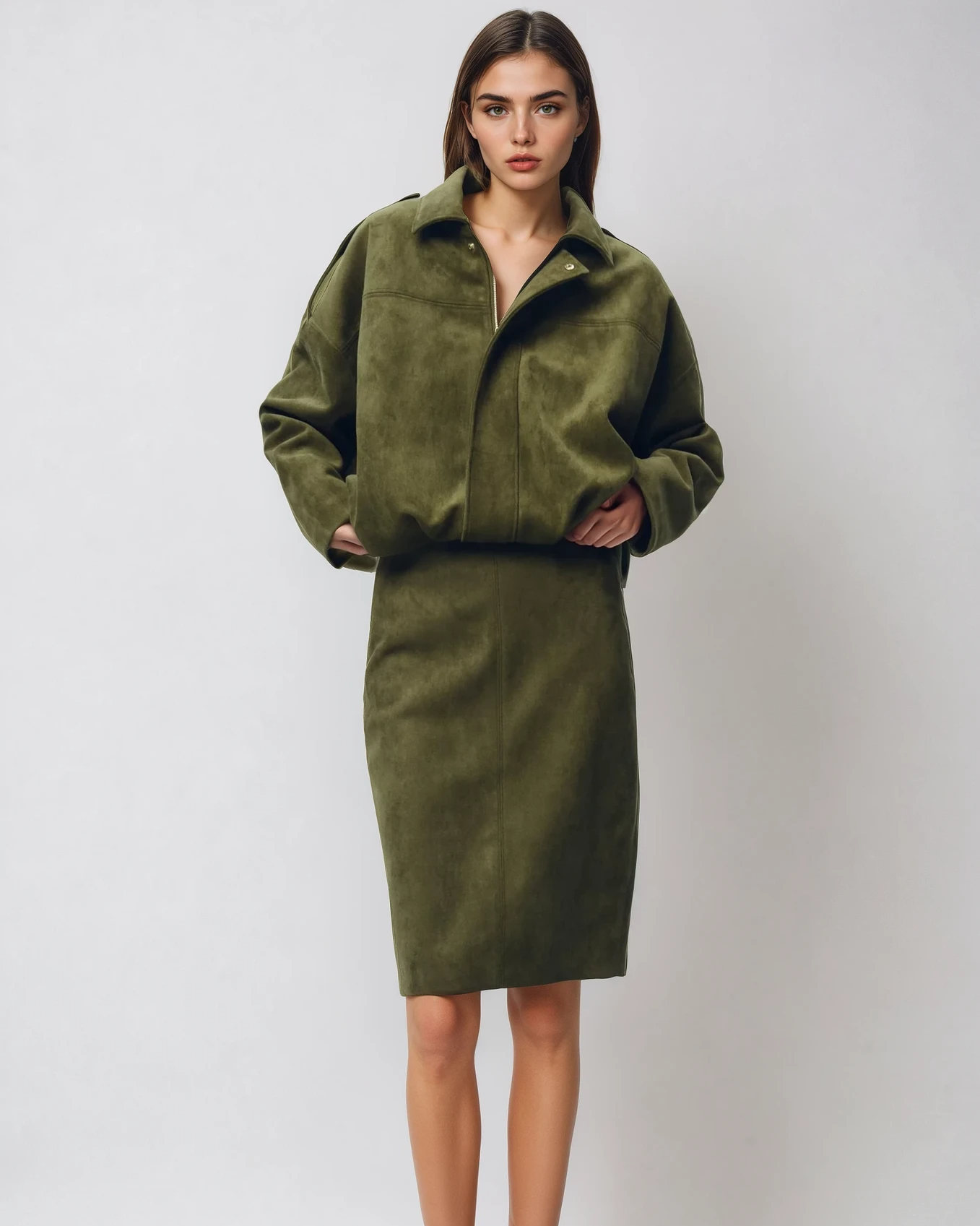 Daphne | Suede Batwing Pilot Jacket for Women