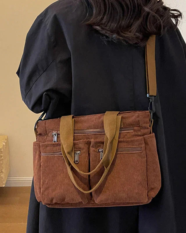 Kaia | Casual Multi-Pocket Corduroy Tote Bag for Women