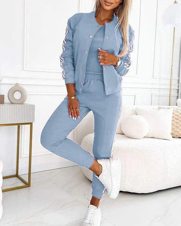 Riley | Striped Jacket, Tank Top and Jogger Set for Women