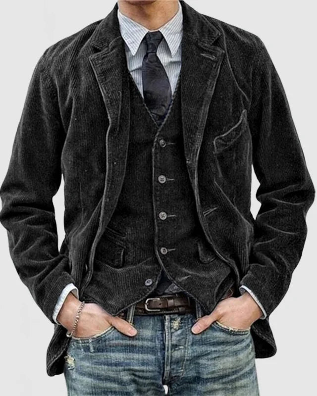 Ethan | Vintage Corduroy Buttoned Jacket and Vest Set for Men