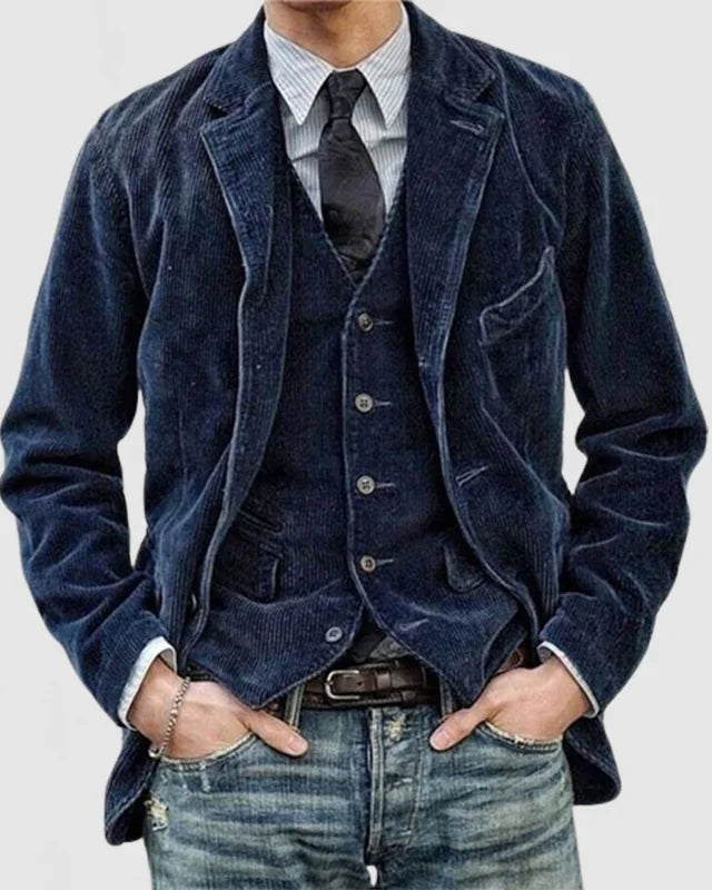 Ethan | Vintage Corduroy Buttoned Jacket and Vest Set for Men
