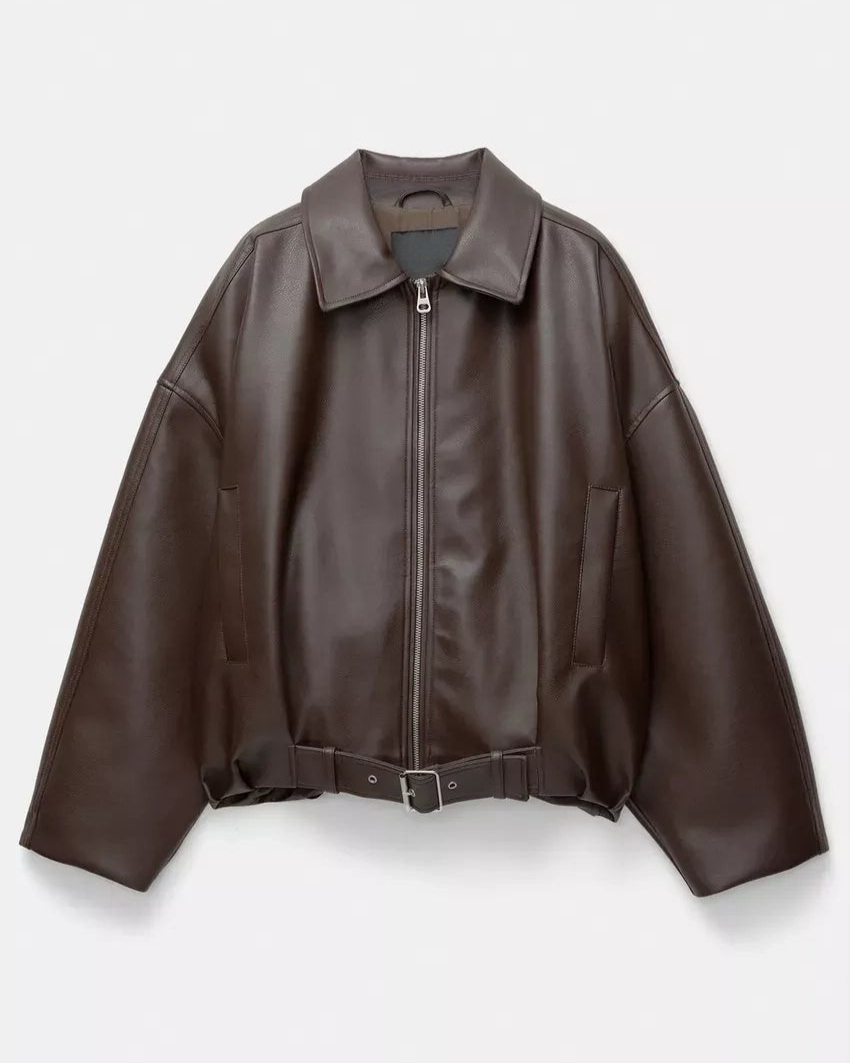 Blair | Retro Zip-Up Faux Leather Jacket for Women