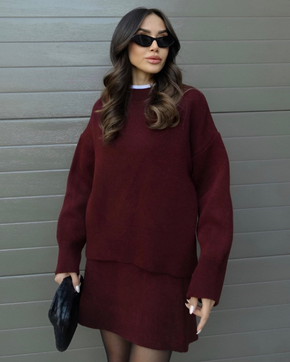 Laura | Relaxed Knit Sweater and Shorts Lounge Set for Women