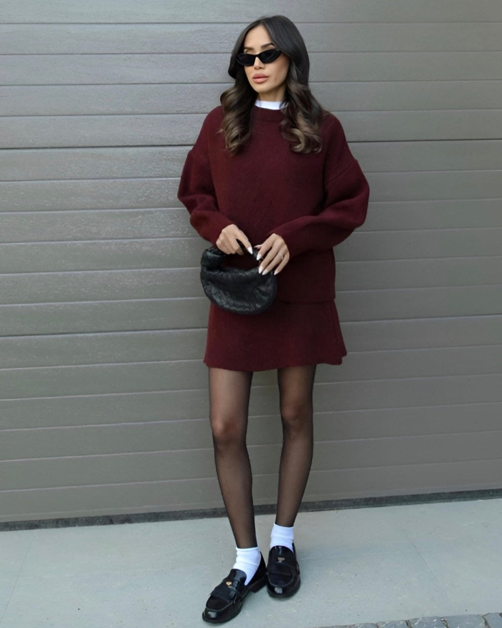 Laura | Relaxed Knit Sweater and Shorts Lounge Set for Women