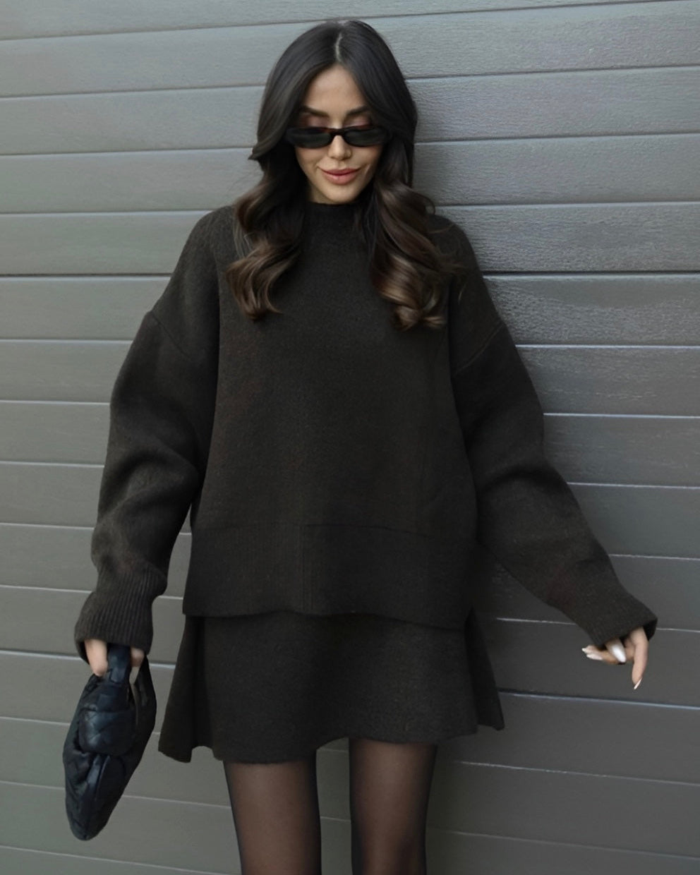 Laura | Relaxed Knit Sweater and Shorts Lounge Set for Women