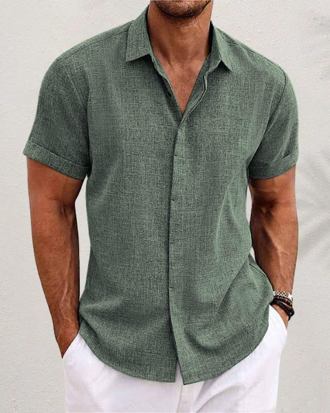 Caleb | Short Sleeve Textured Button-Up Shirt for Men