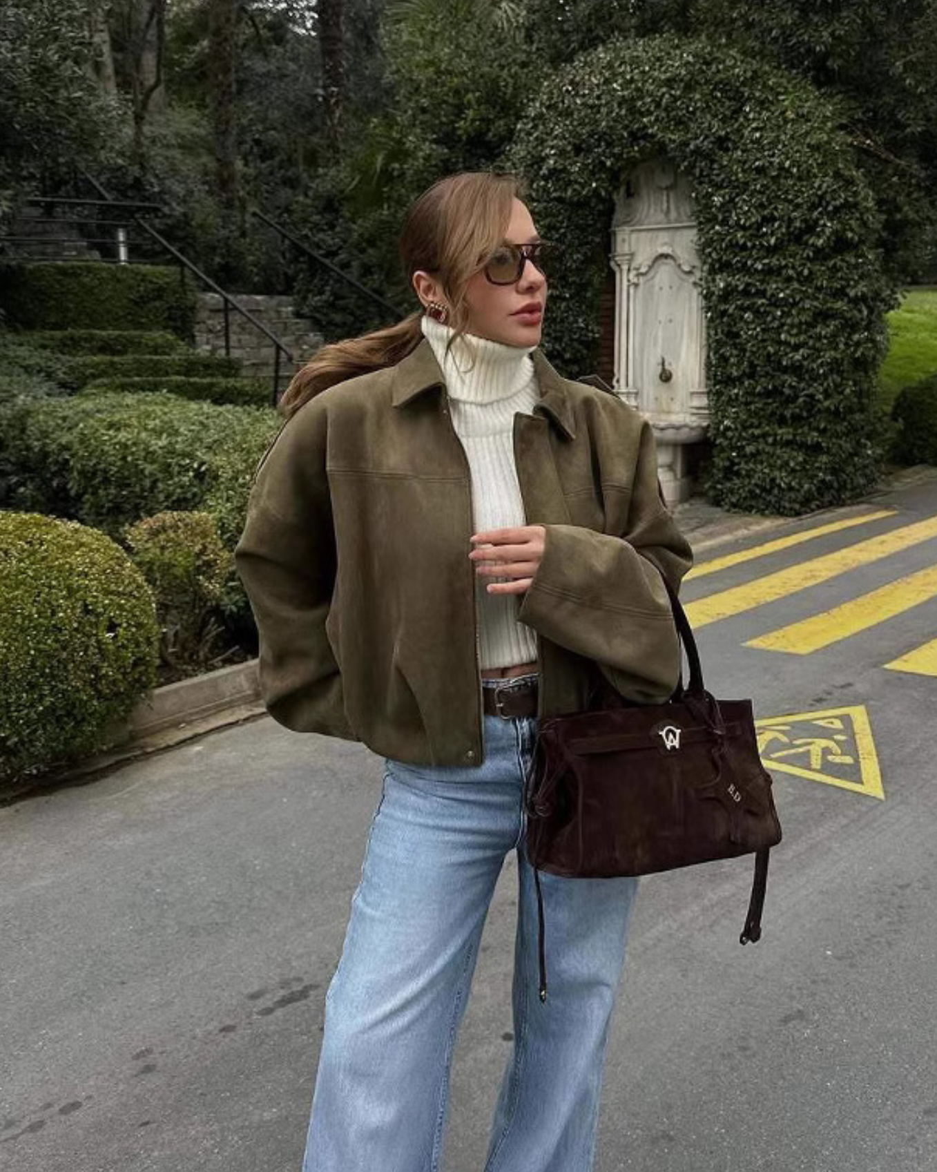 Daphne | Suede Batwing Pilot Jacket for Women