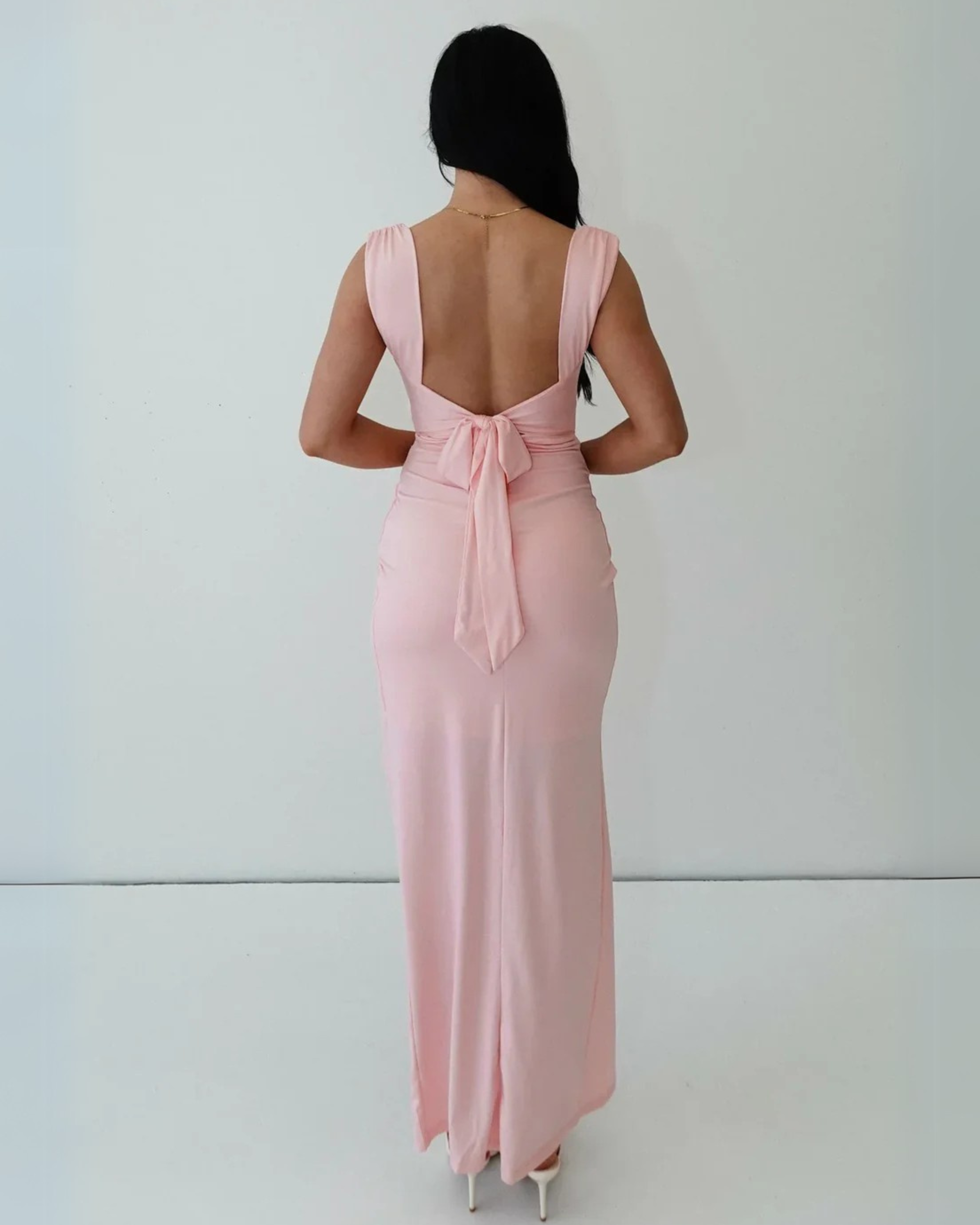 Sofia | Ruched Sleeveless Side-Slit Midi Dress for Women