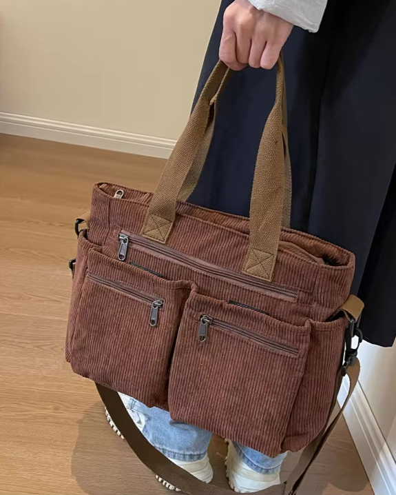 Kaia | Casual Multi-Pocket Corduroy Tote Bag for Women