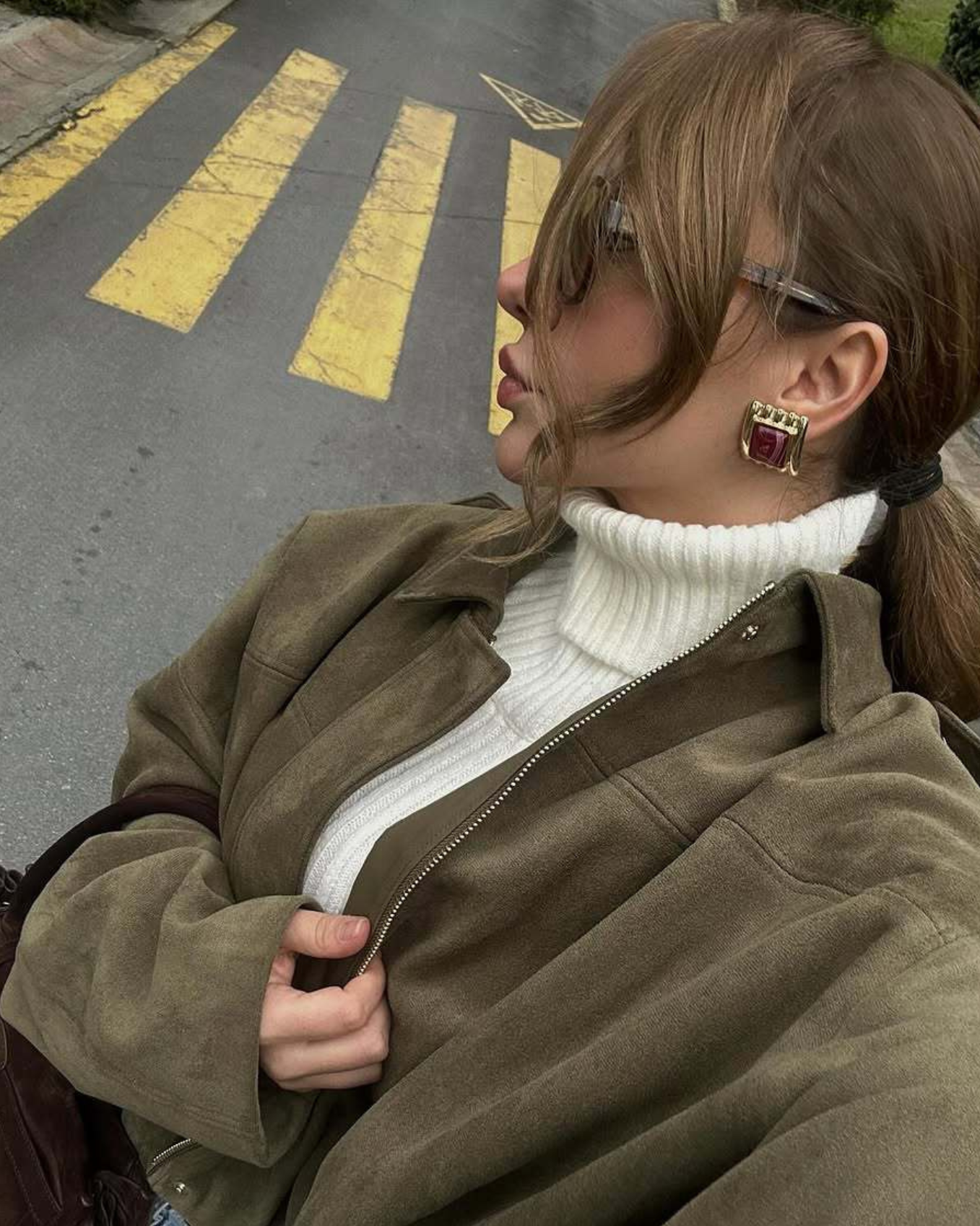 Daphne | Suede Batwing Pilot Jacket for Women