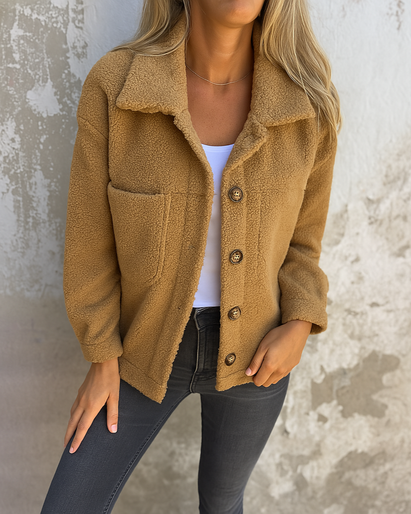 Giselle | Button-Up Textured Teddy Jacket for Women