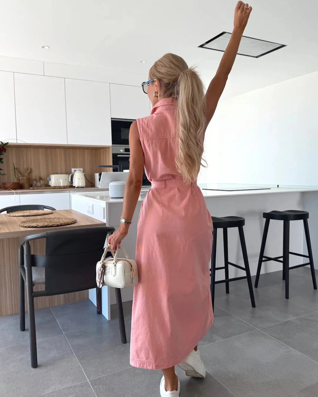 Cleo | Sleeveless Button-Down Maxi Denim Dress for Women