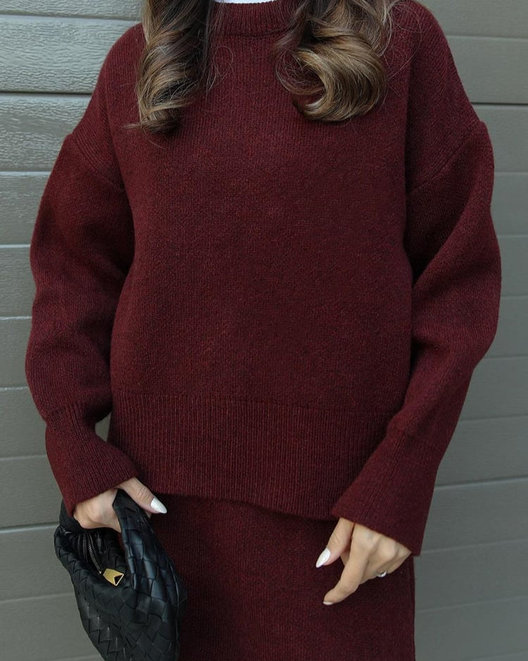 Laura | Relaxed Knit Sweater and Shorts Lounge Set for Women