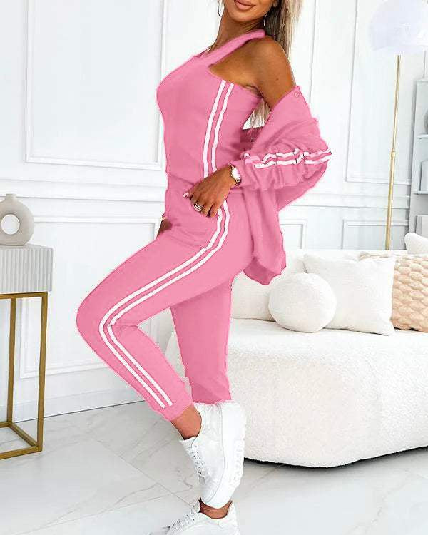 Riley | Striped Jacket, Tank Top and Jogger Set for Women