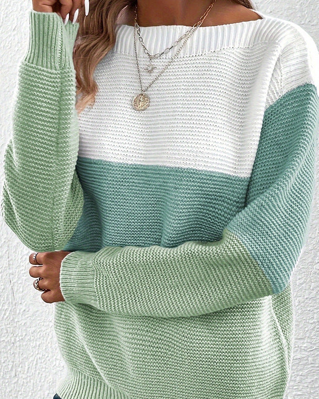 Hailey | Relaxed Knit Colorblock Pullover Sweater for Women