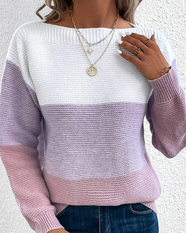 Hailey | Relaxed Knit Colorblock Pullover Sweater for Women