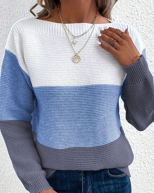 Hailey | Relaxed Knit Colorblock Pullover Sweater for Women