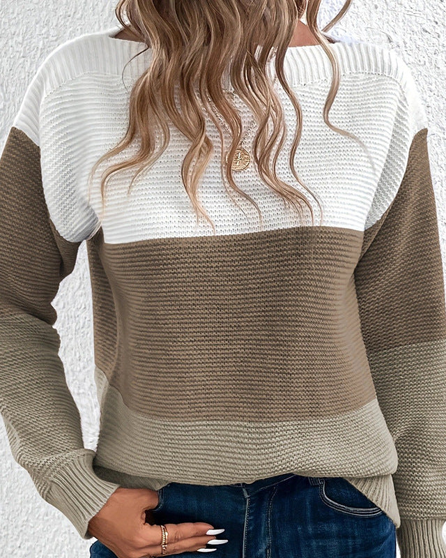 Hailey | Relaxed Knit Colorblock Pullover Sweater for Women