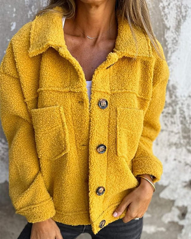Giselle | Button-Up Textured Teddy Jacket for Women
