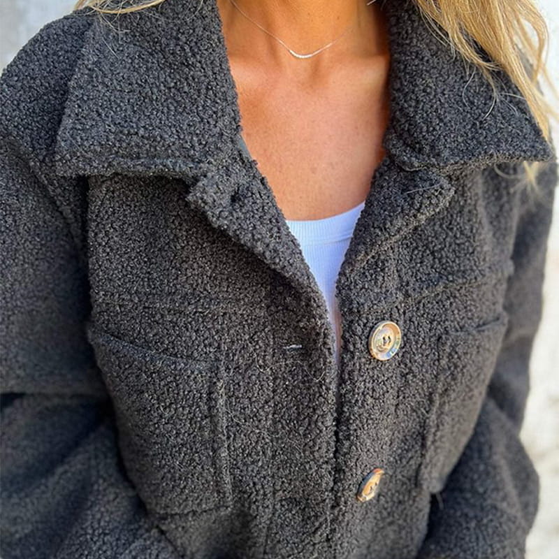 Giselle | Button-Up Textured Teddy Jacket for Women