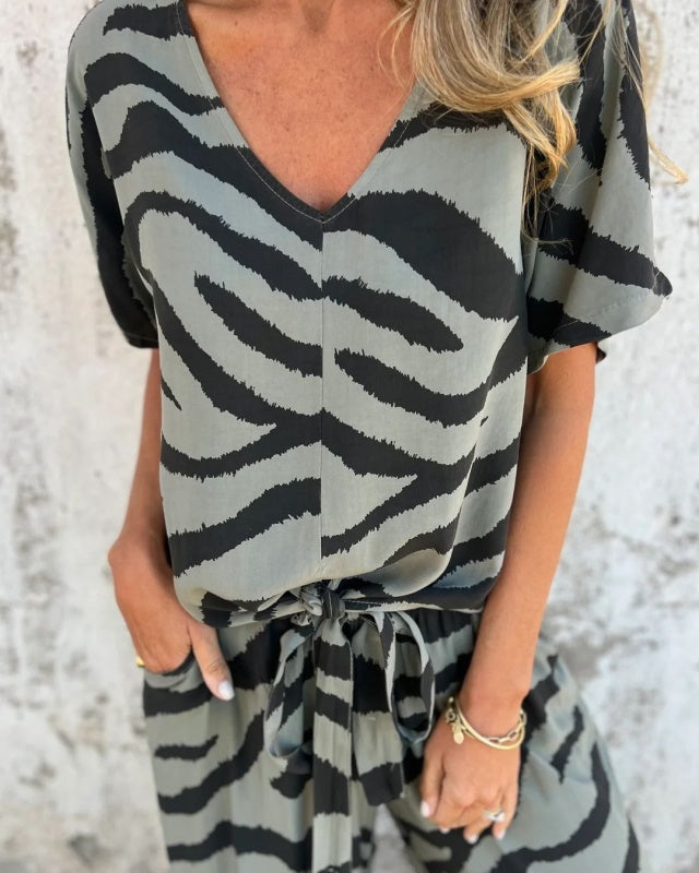 Zuri | Bold Zebra Print Two-Piece Set for Women