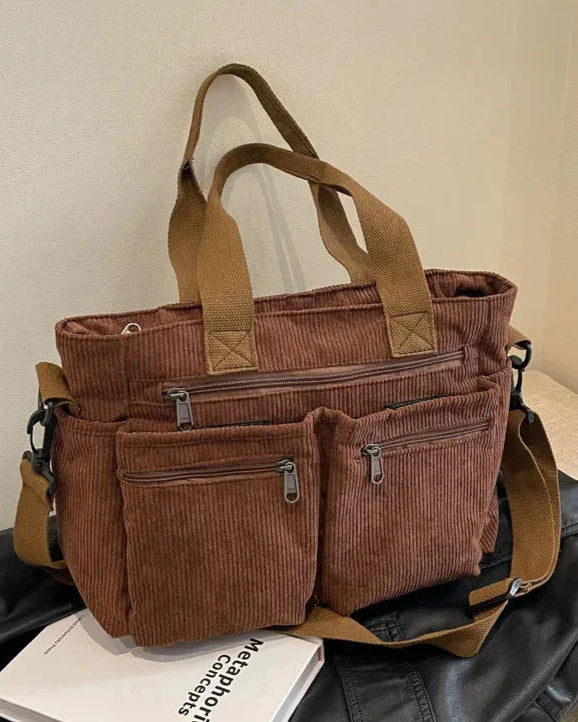 Kaia | Casual Multi-Pocket Corduroy Tote Bag for Women