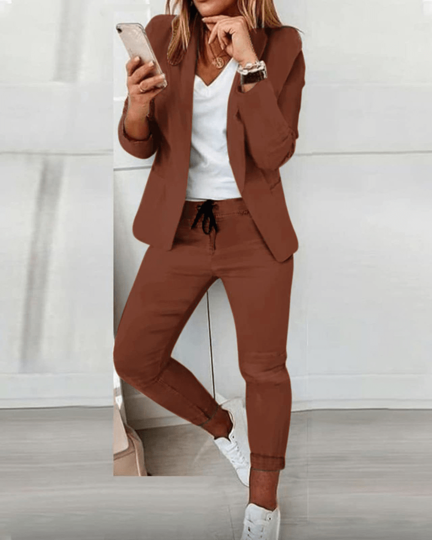 Talia | Relaxed Blazer and Tapered Jogger Suit Set for Women