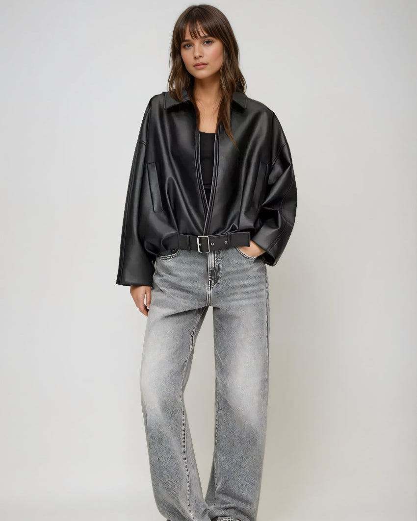 Blair | Retro Zip-Up Faux Leather Jacket for Women