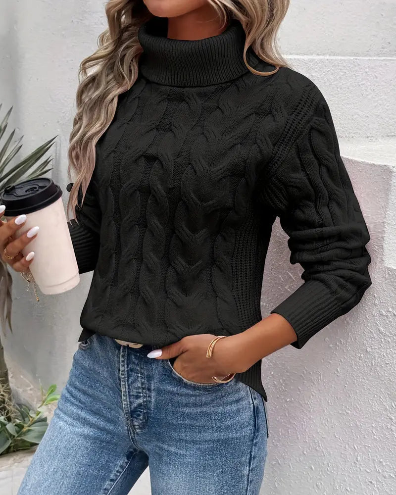 Clara | Classic Cable-Knit Turtleneck Sweater for Women