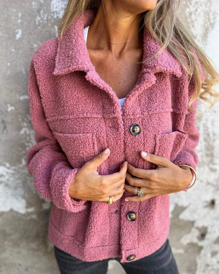Giselle | Button-Up Textured Teddy Jacket for Women