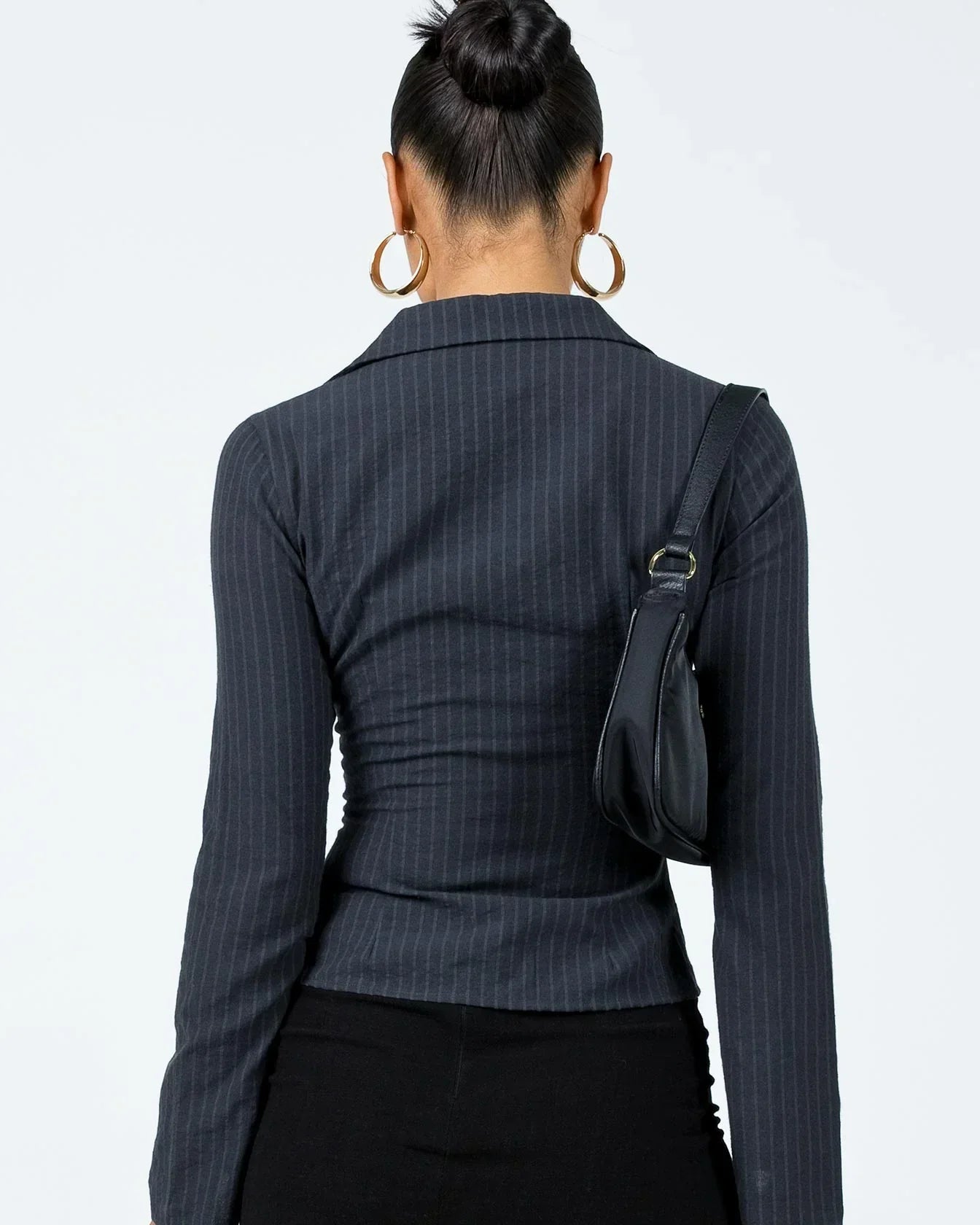 Elise | Tailored Pinstripe Button-Up Blouse with Flared Sleeves for Women
