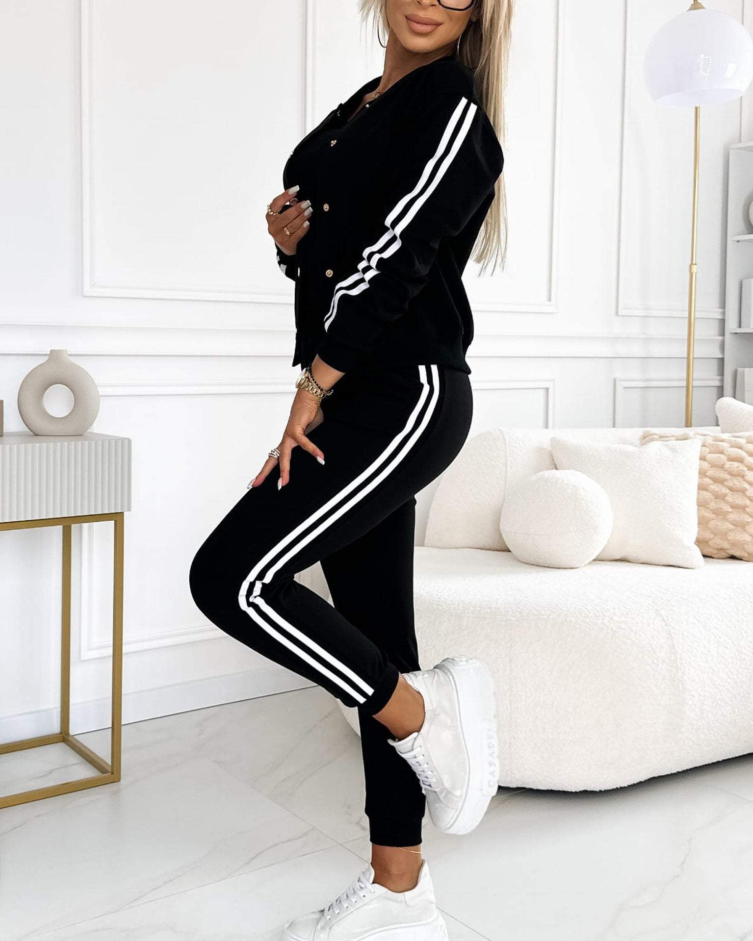 Riley | Striped Jacket, Tank Top and Jogger Set for Women