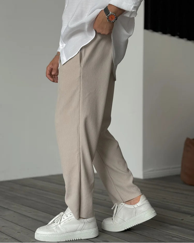 Luca | Relaxed Pleated Straight-Leg Trousers for Men