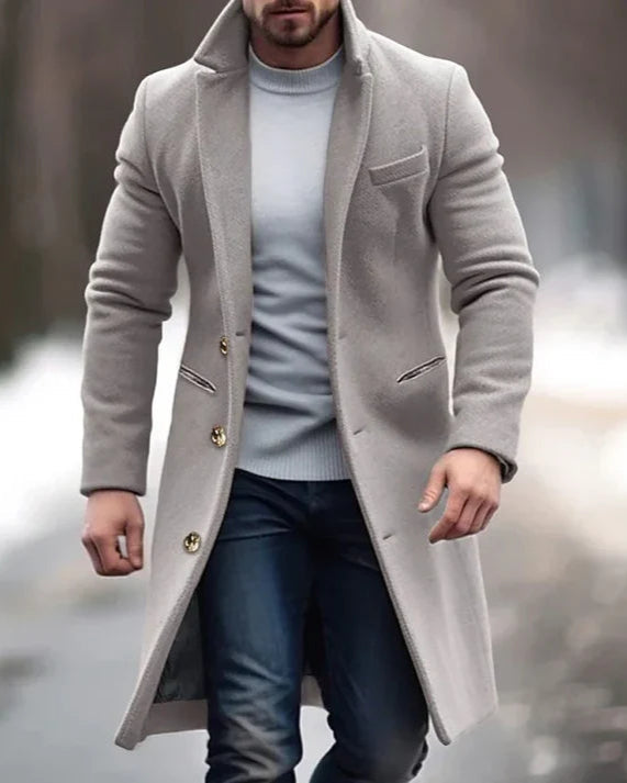 Elias | Classic Buttoned Trench Coat for Men