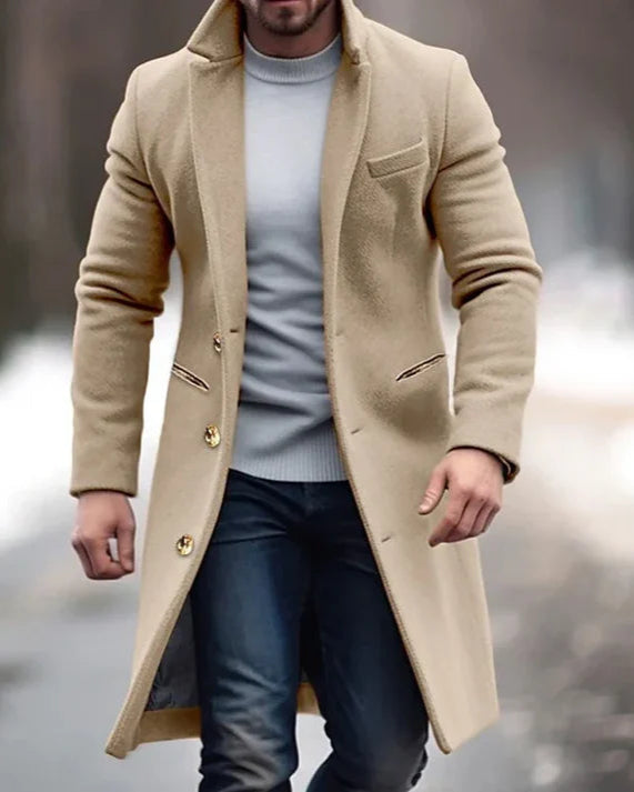 Elias | Classic Buttoned Trench Coat for Men