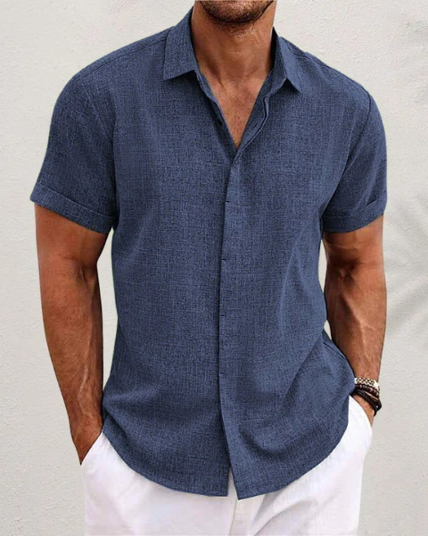 Caleb | Short Sleeve Textured Button-Up Shirt for Men