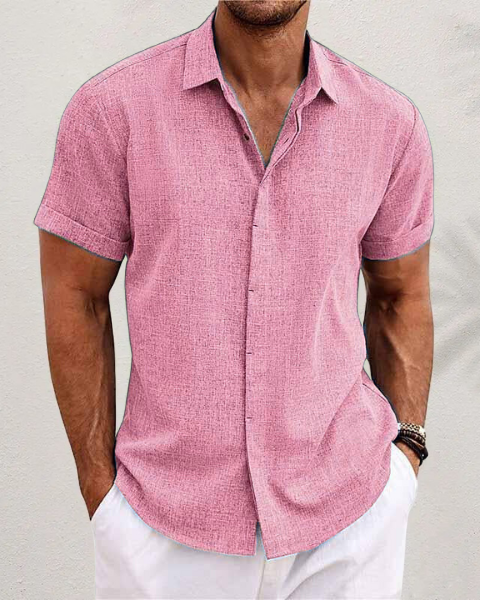 Caleb | Short Sleeve Textured Button-Up Shirt for Men
