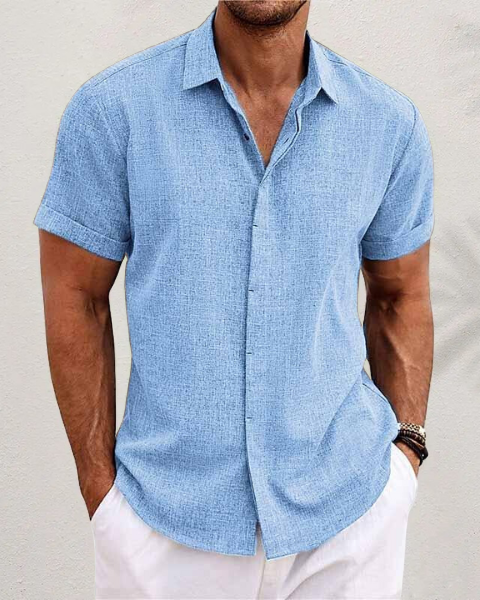 Caleb | Short Sleeve Textured Button-Up Shirt for Men