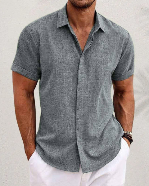 Caleb | Short Sleeve Textured Button-Up Shirt for Men