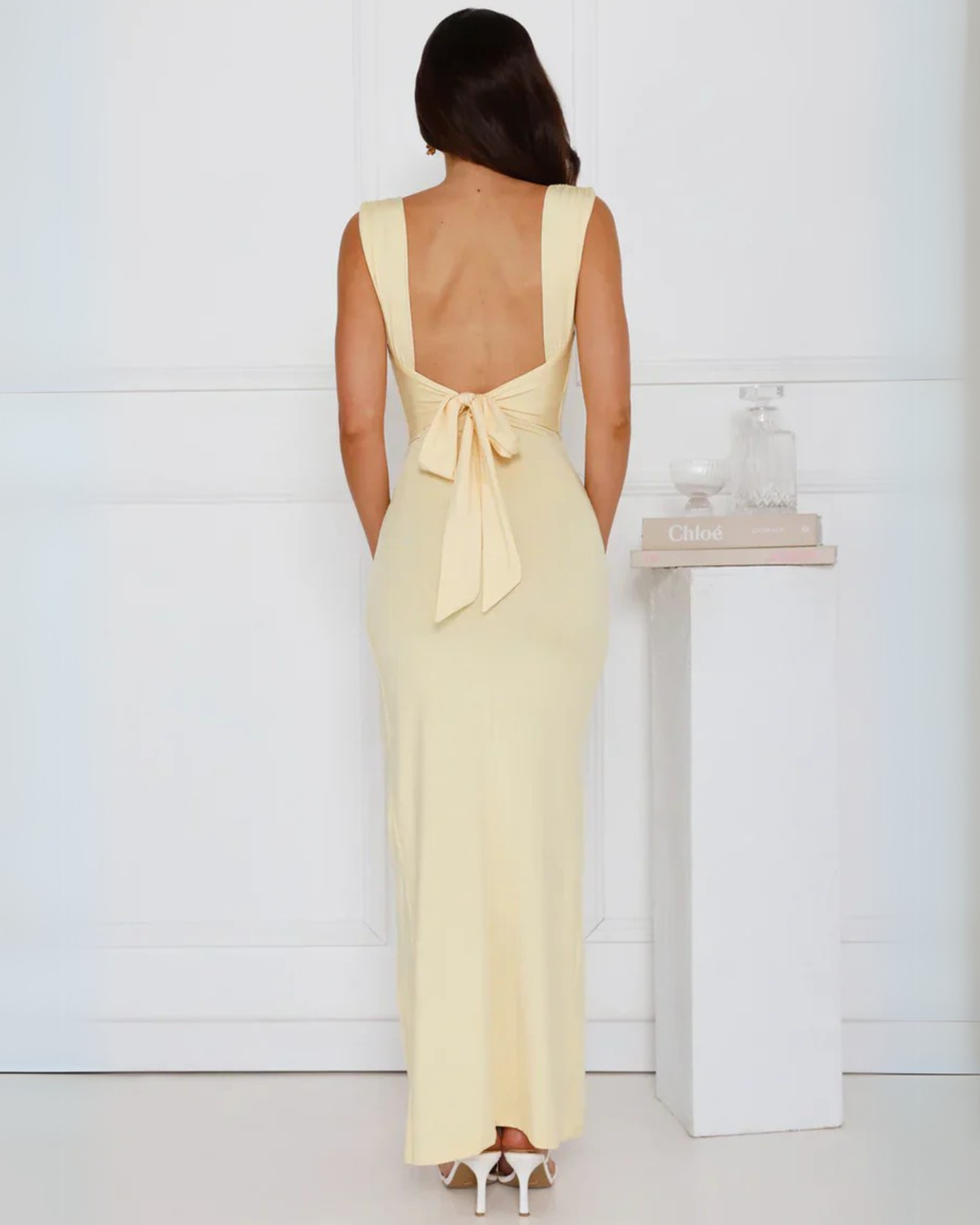 Sofia | Ruched Sleeveless Side-Slit Midi Dress for Women