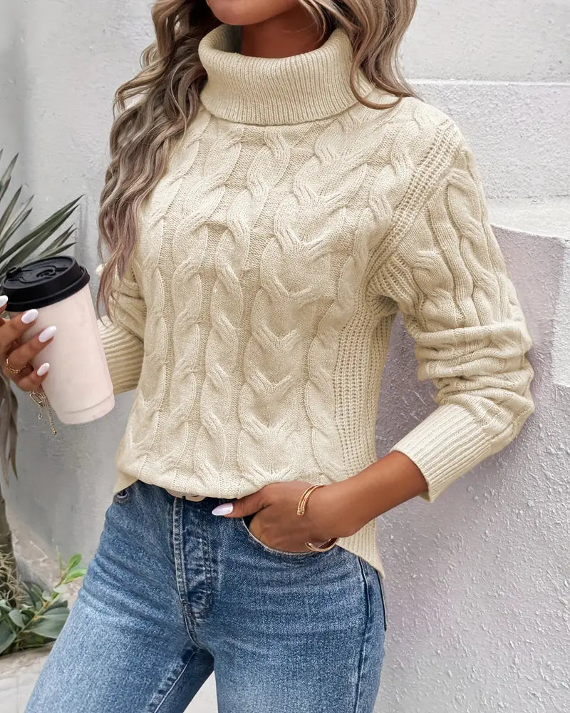 Clara | Classic Cable-Knit Turtleneck Sweater for Women