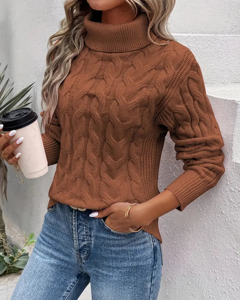 Clara | Classic Cable-Knit Turtleneck Sweater for Women