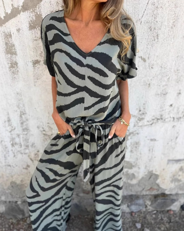 Zuri | Bold Zebra Print Two-Piece Set for Women