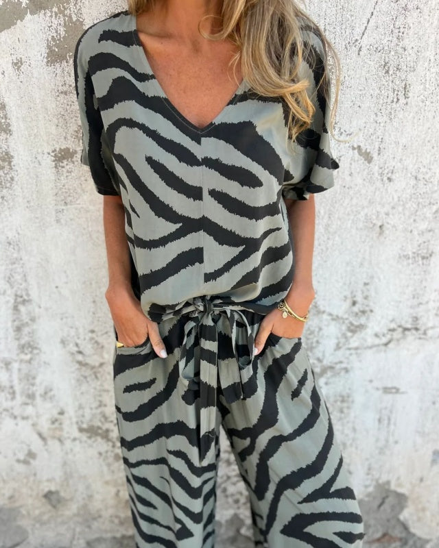 Zuri | Bold Zebra Print Two-Piece Set for Women