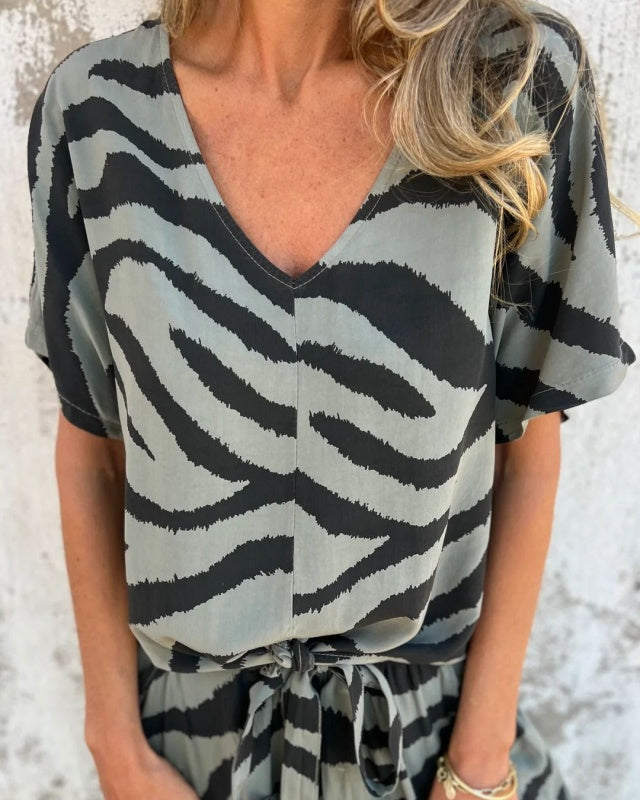 Zuri | Bold Zebra Print Two-Piece Set for Women