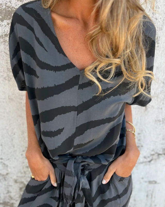 Zuri | Bold Zebra Print Two-Piece Set for Women