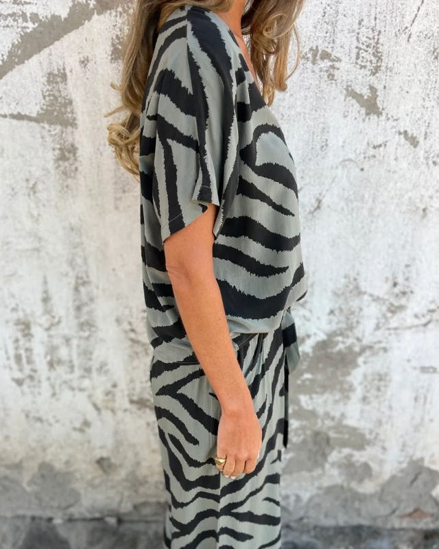 Zuri | Bold Zebra Print Two-Piece Set for Women