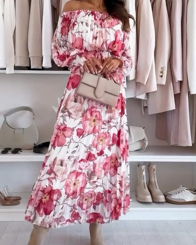 Isabelle | Off-Shoulder Floral Blouse and Maxi Skirt Set for Women