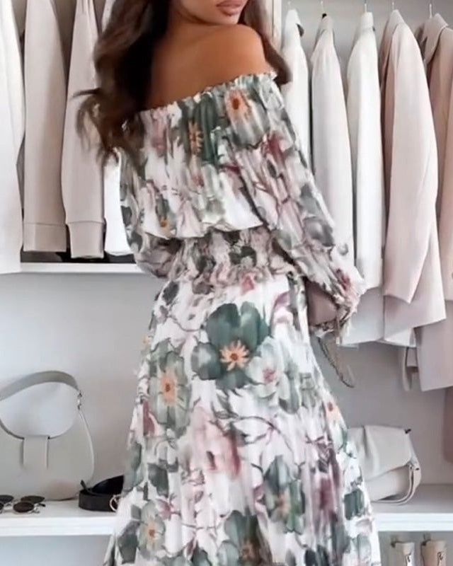 Isabelle | Off-Shoulder Floral Blouse and Maxi Skirt Set for Women