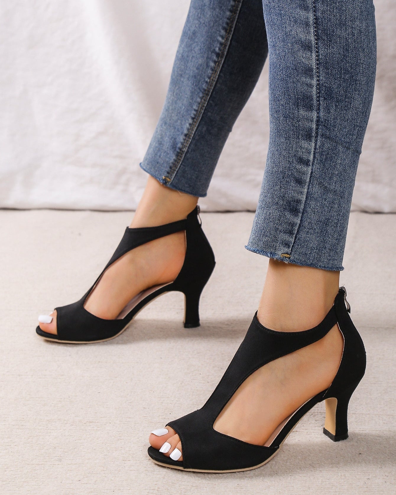 Elena | Open-Toe Cutout Supportive Heeled Sandals for Women